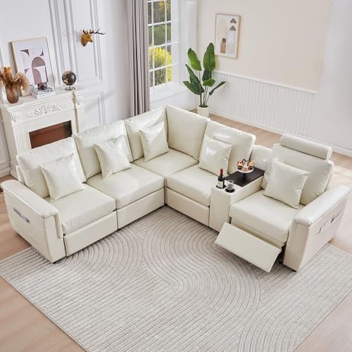 RARZOE Faux Leather Modular Sectional Sofa, L Shaped, 5 Seater by RARZOE