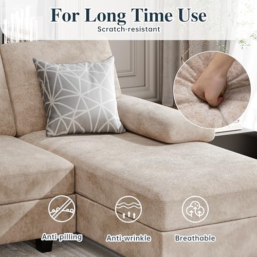 Sectional Couches for Living Room, U Shaped Couch, Light Beige - Image 4