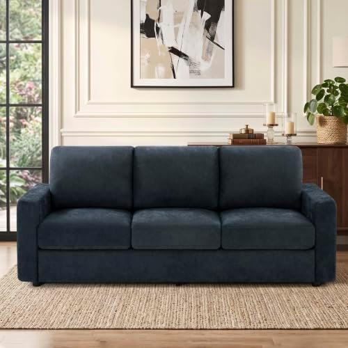84" Chenille 3-Seat Sofa w/Comfortable Back Cushions - Image 3