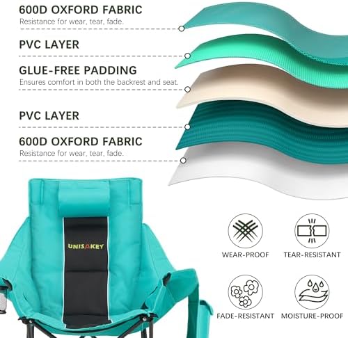 Unisakey Oversize Foldable Rocking Camping Chair300lbs Capacity - Image 4