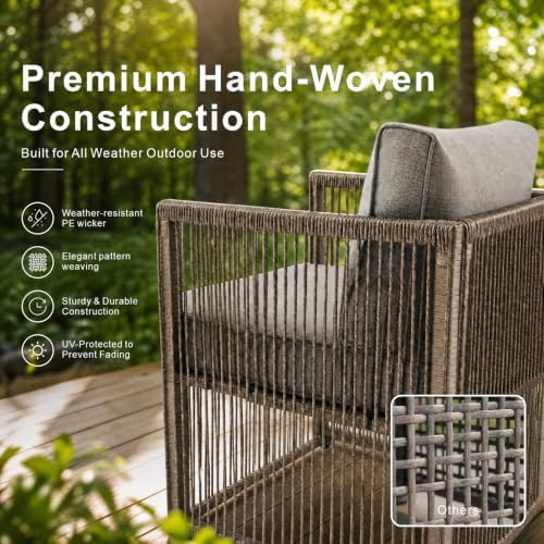 7 Piece Outdoor Small Patio Furniture Set, Wicker Sectional Furniture Set - Image 6
