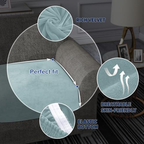 MAXIJIN Velvet Stretch Cushion Covers Fitted Couch Cushion Slipcovers Sofa Seat - Image 5