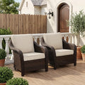 Outdoor Wicker Chair Set of 2, All-Weather Use Patio Rattan Chair by Qsoer