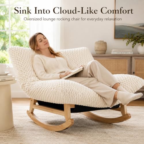 Oversized Chaise Lounge Chair, Plush Deep Seat, Rocking Base - Image 3
