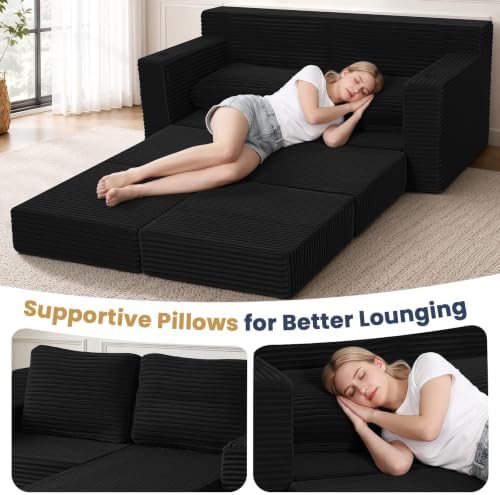 COMAX Futon Sofa Bed, Convertible Sofa Bed, Folding Boneless Couches - Image 7