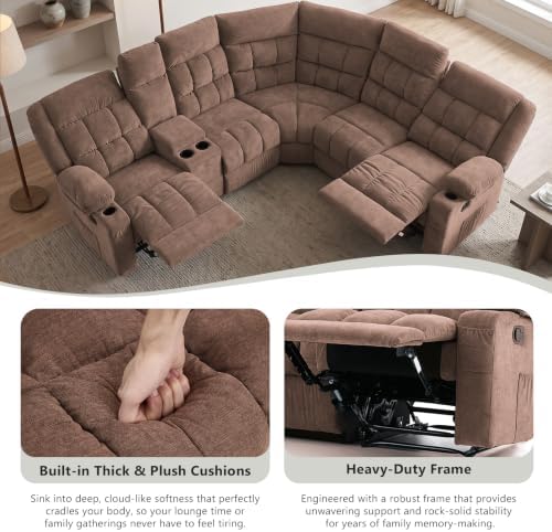 Reclining Sectional Sofa, L Shaped Recliner Couch, 6 Seater - Image 4
