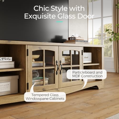 LINSY HOME TV Stand for 75 Inch TV, Modern Farmhouse Entertainment Center - Image 5