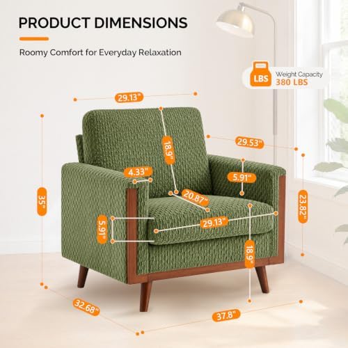 VINGLI Mid-Century Modern Oversized Accent Chairs Set of 2 - Image 2