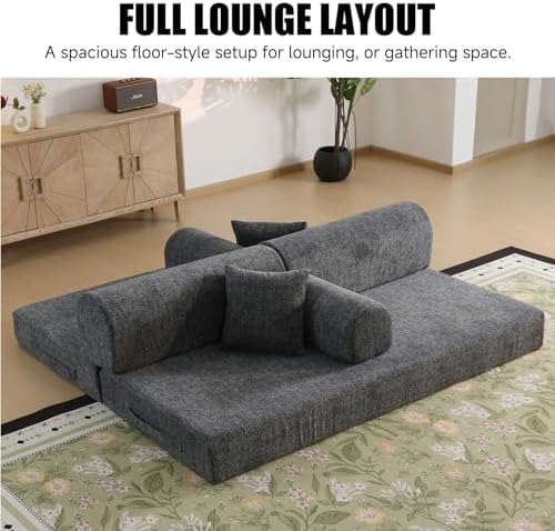 79" Memory Foam Sofa Bed, High Backrest Convertible Futon Boneless Couch - Image 4
