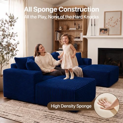 Claiks 94" Boneless Couch, U-Shape Corduroy Sectional Sofa - Image 5