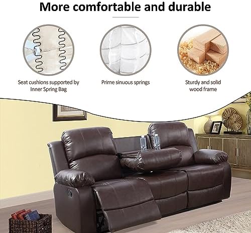 A Ainehome Living Room Furniture Set Leather Recliner Sofa Set Loveseat Chair - Image 6
