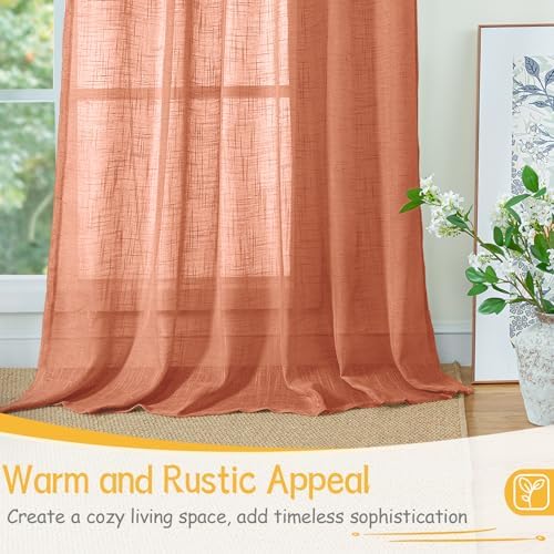 YoungsTex Burnt Orange Linen Curtains 68 Inches Long - Image 5