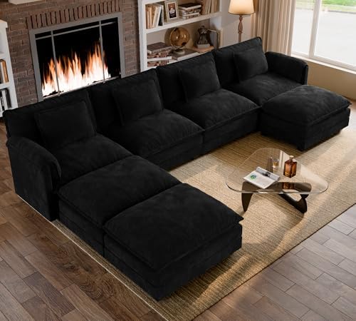 ELUCHANG 153" Oversized Modular Sectional Sofa, Comfy Chenille Cloud Couch by ELUCHANG