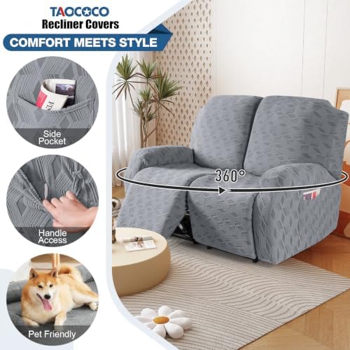 TAOCOCO Recliner Loveseat Cover Oversized, Stretch Jacquard Reclining Loveseat - Image 4