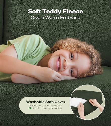 Welzona 3-Layers Cloud Loveseat Sofa, Teddy Small Sofa - Image 4
