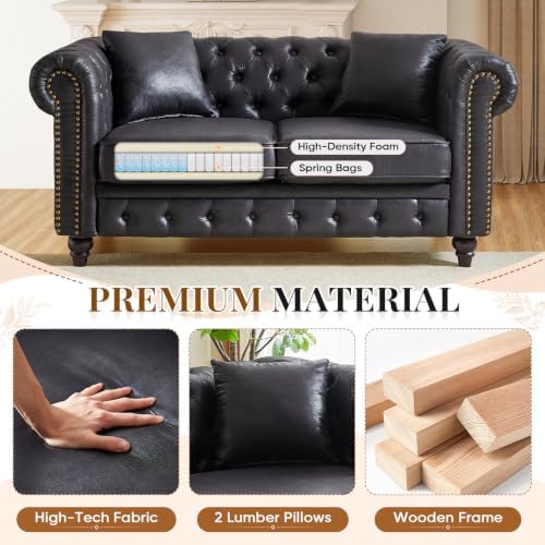 Mid Century Modern Chesterfield Small Loveseat Sofa - Image 6