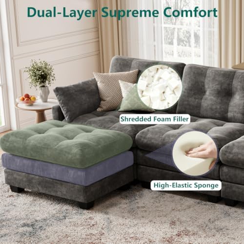 116.5" Modular Sectional Cloud Couch, U Shaped Tufted Sofa - Image 4