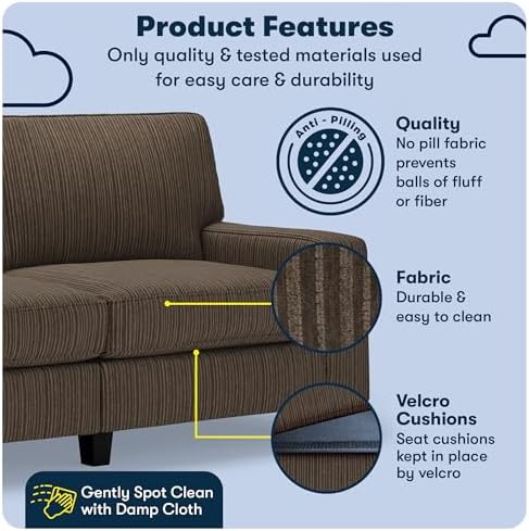 Serta Palisades 73" Track Arm Sofa, Easy Care Polyester, Soft Pillow Back - Image 3