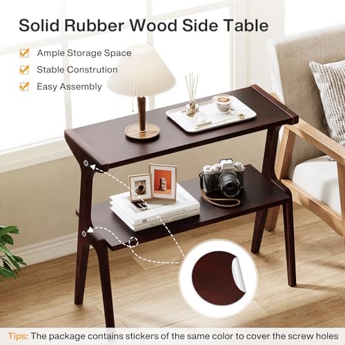Tribesigns Solid Wood End Table, 2-Tier Farmhouse Side Table - Image 6