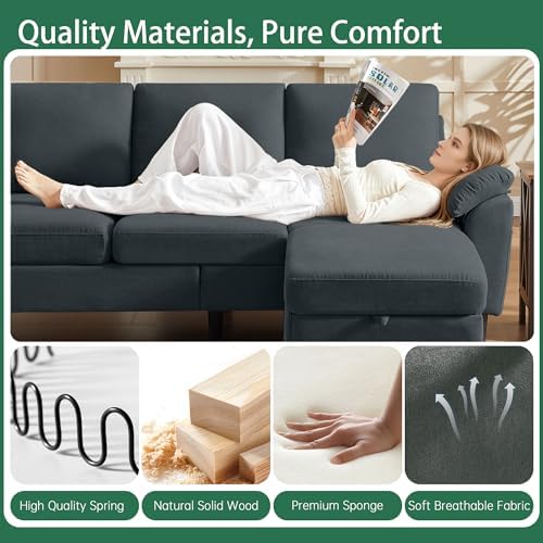 80" L Shaped Couch with Storage, Small Sectional Couches - Image 3