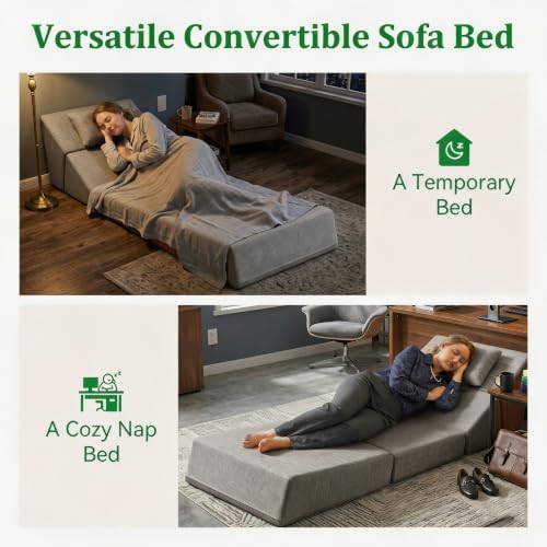 Fold Out Chair Bed, Folding Sofa Bed, 3 in 1 Convertible Sleeper Chair Bed - Image 5