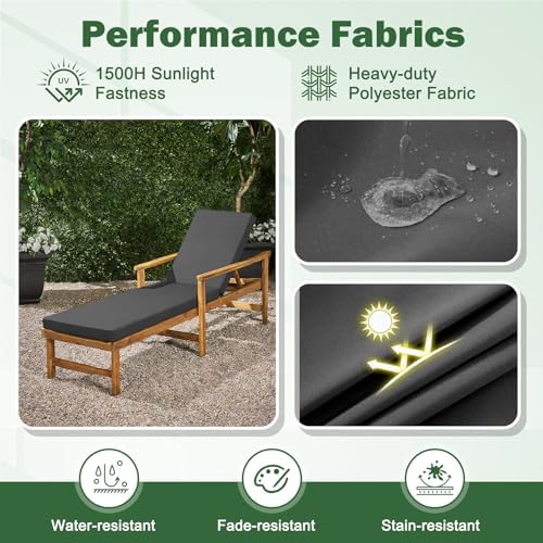 2 Pcs Chaise Lounge Cushions Outdoor Set of 2, Outdoor Chaise Cushion - Image 5