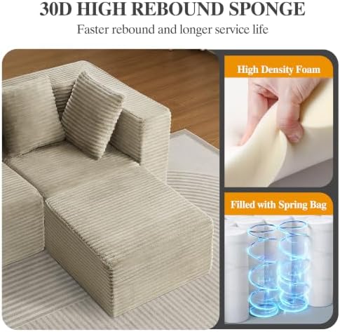 130" Modular Sectional Cloud Couch, U Shaped Sofa - Image 6