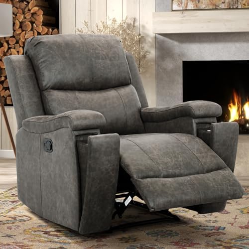 CANMOV Leather Recliner Chair, Classic and Traditional Manual Recliner Chair by CANMOV