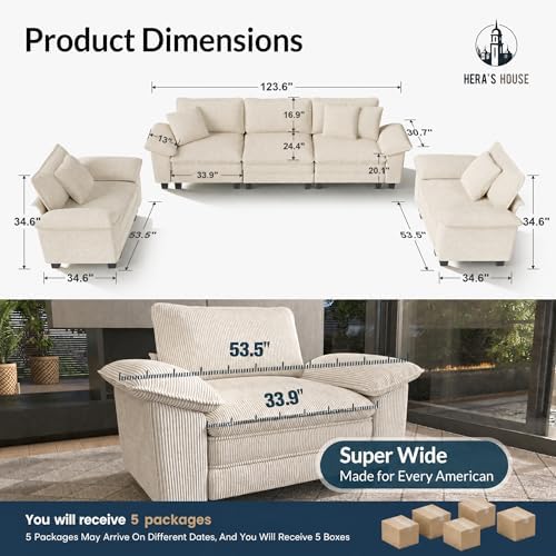 HERA'S HOUSE 3 Pieces Modular Cloud Couch and Chair Set Setional Sofa - Image 2