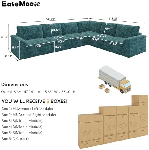 EASE MOOSE Cloud Couch Sectional, Boneless Couches - Image 2
