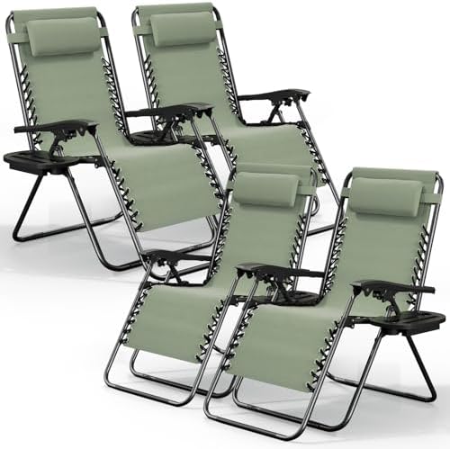 Nestl Zero Gravity Chairs Set of 4, Patio Lounge Chair Outdoor by Nestl