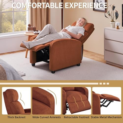 Yaheetech Recliner Chair with 3 Adjustable Angles Armchair Brick Red - Image 6