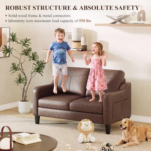MALOL 51" Leather Loveseat Sofa - Image 6