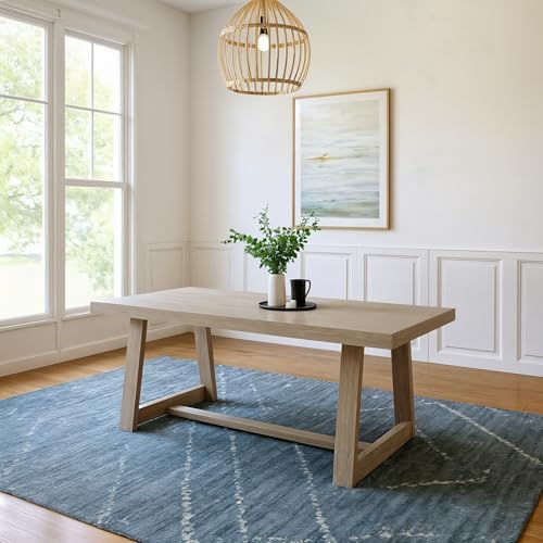 Plank+Beam Classic 72 Inch Dining Table, Rectangular, Seashell Wirebrush by PlankBeam