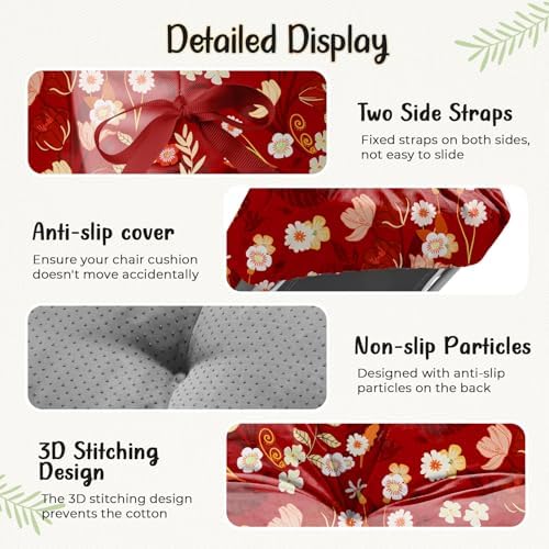Outdoor Lounge Chair Cushions Set of 4 Waterproof 75.1x22.8x4.7" Red Peony - Image 5
