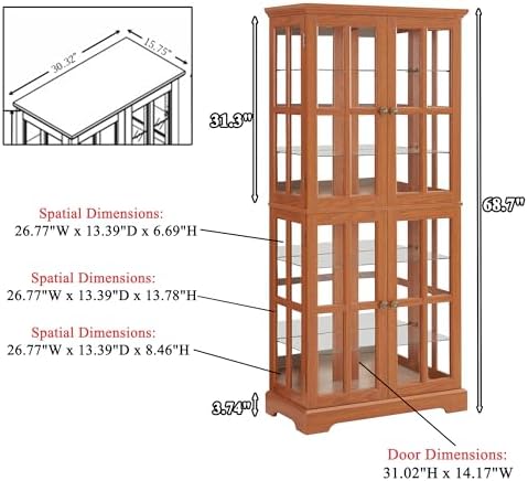 68" H Glass Curio Display Cabinet - Image 2