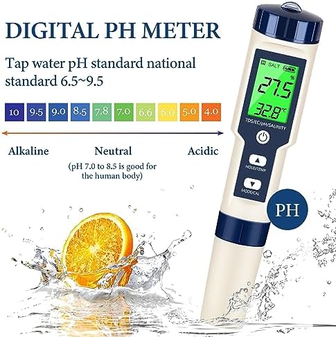 PH Meter & TDS Meter Digital Water Tester 5 in 1 Salinity Tester PH Temp EC and - Image 4