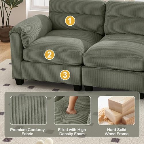 HAOMARKETS 115" Wide Modular Sectional Sofa Couch, Corduroy Upholstered - Image 4