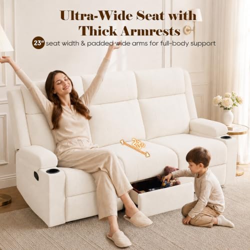 GUEAPY Reclining Sofa for Living Room, Flip-Down Center Backrest, 4 Cup Holders - Image 6
