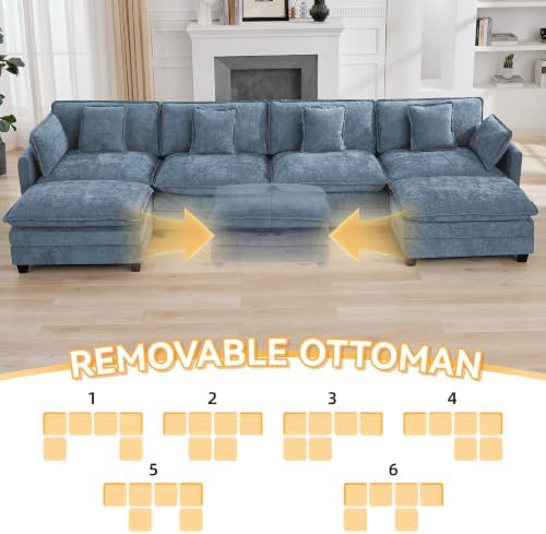 147'' U Shaped Sectional Cloud Couch, Modular Sofas - Image 6