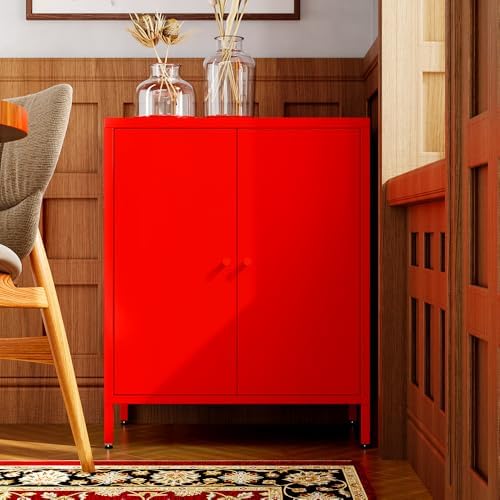 Small 2 Door Metal Storage Side Buffet Cabinet - Image 6