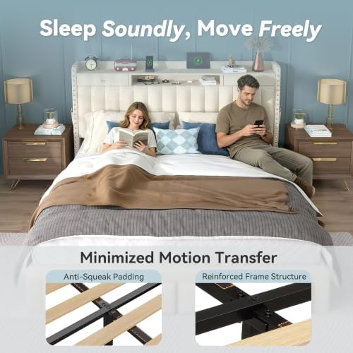 FreeHouse King Bed Frame and 2-Tier Storage Headboard & 4 Drawers - Image 6