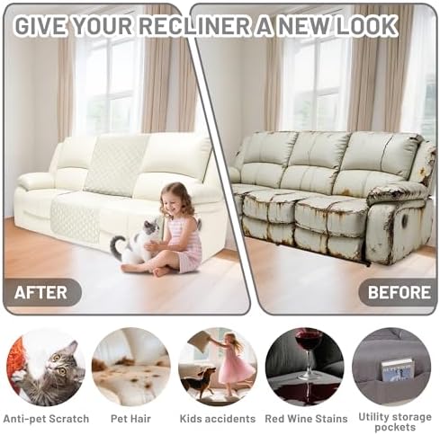 Waterproof Sectional Reclining Couch Covers L Shaped Recliner Sectional Sofa - Image 6