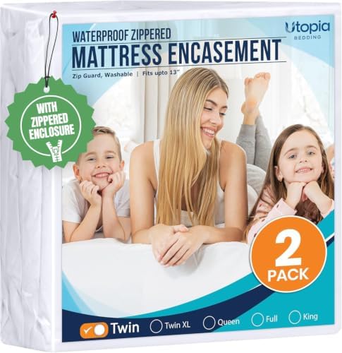 Utopia Bedding Mattress Protector Zippered Twin Size, 100% Waterproof Bed Bug by UTOPIABEDDING