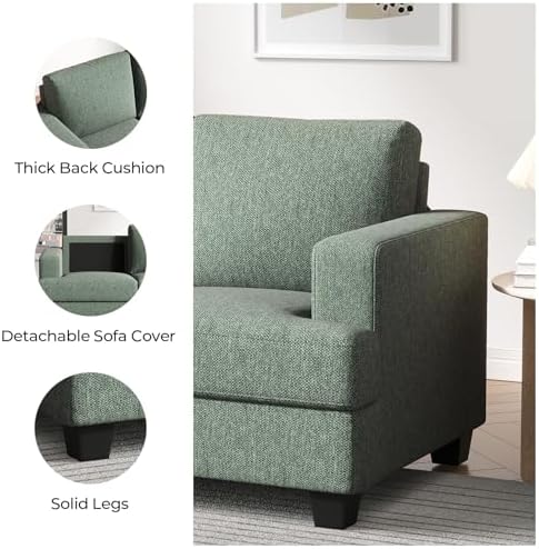 COPIAE 63 Inch Sofa with Extra Deep Seats Oversize, Linen Fabric 2 Seater Sofa - Image 4