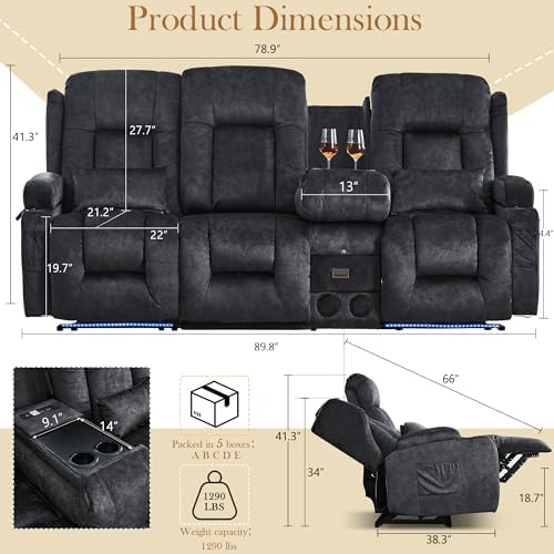TUNYI Power Loveseat Recliner Sofa - Image 2