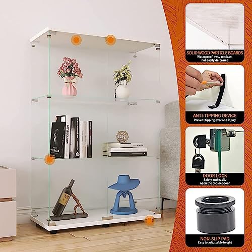 Beauty4U White Glass Display Cabinet, 3-Shelf 2-Door Curio Cabinet - Image 6