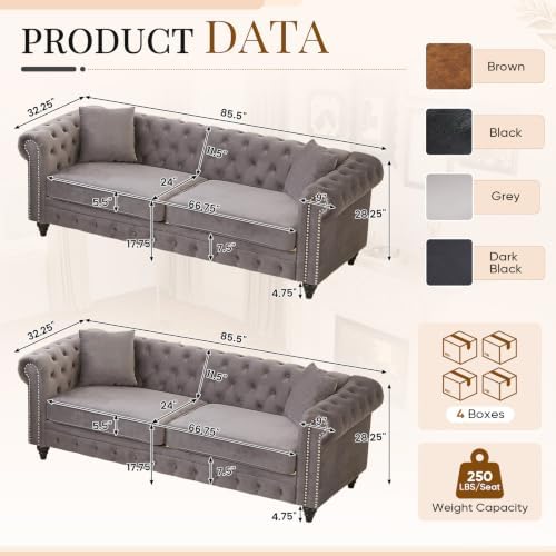 2 Piece Mid Century Modern Chesterfield Sofa Set - Image 2