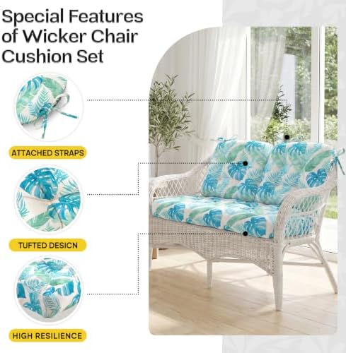 1 MIDDLE ONE Wicker Chair Cushions 3 Pieces Set - Image 4