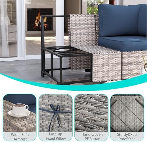 Outdoor Patio Furniture Set PE Wicker Rattan Outdoor Sectional Sofa - Image 4